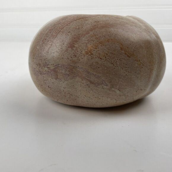 Carved Stone Marble Onyx Bowl Tealight Candle Holder Round Gourd Pink Beige - Picture 9 of 12